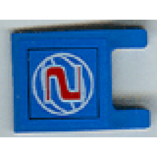 Flag 2 x 2 Square with Red Number 2 on Blue Background with White Basketball Pattern (Sticker) - Set 3432