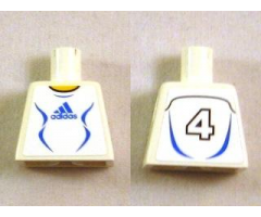 Torso Soccer Adidas Logo, White and Blue No.4 Pattern (Stickers)