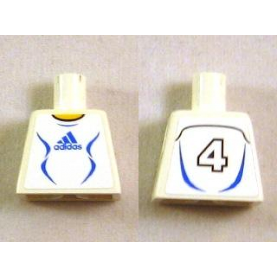 Torso Soccer Adidas Logo, White and Blue No.4 Pattern (Stickers)