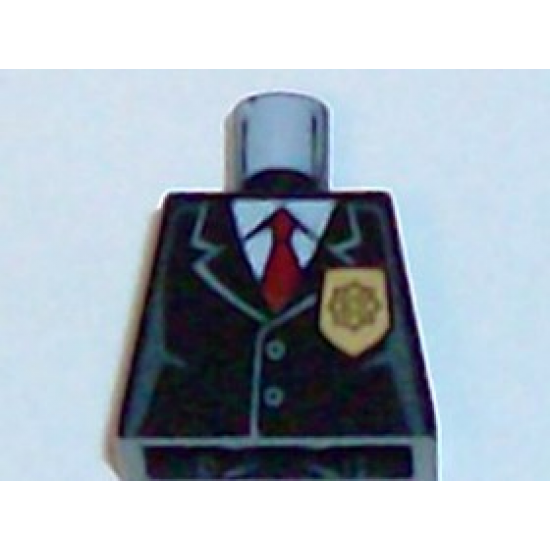 Torso Police Jacket with Gold Badge and Red Tie Pattern