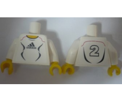 Torso Soccer Adidas Logo, White and Black No. 2 Pattern (Stickers) / White Arms / Yellow Hands