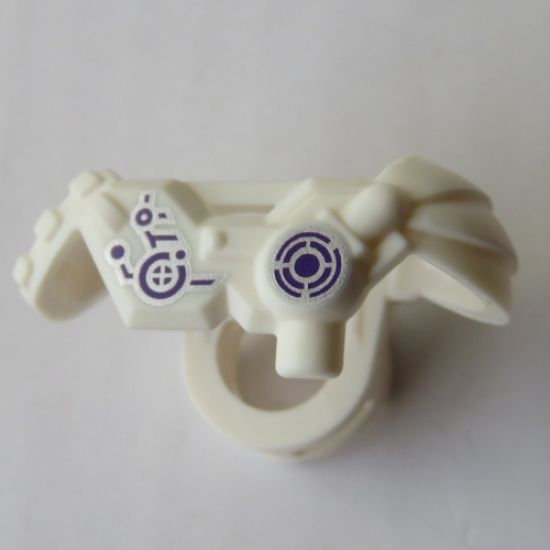 Minifigure, Body Wear Armor Shoulder Pads with Scabbard for Two Katanas and Mechanical Components with Silver and Dark Purple Controls Pattern