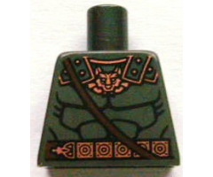 Torso Bare Chest Muscles Outline with Wolf / Fox Head and Copper and Dark Brown Belt Pattern