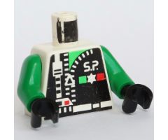 Torso Space Police with Zipper and Star Pattern / Green Arms / Black Hands