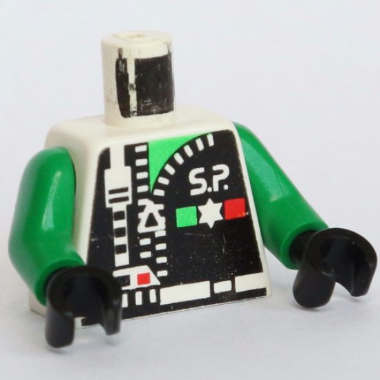 Torso Space Police with Zipper and Star Pattern / Green Arms / Black Hands