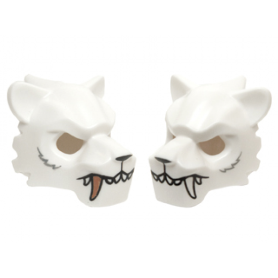 Minifigure, Headgear Mask Tiger with White and Copper Fangs and Light Bluish Gray Fur Pattern
