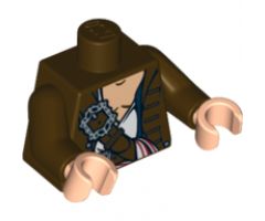 Torso PotC Jacket over White Open Shirt with Belts and White Sash Pattern / Dark Brown Arms / Light Nougat Hands