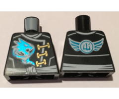 Torso Ninjago Robe with Gold Clasps, Zane Power Symbol, White Sash and Emblem and Wings on Back Pattern