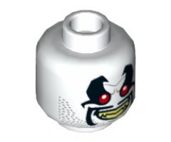Minifigure, Head Dual Sided Alien with Red Eyes, Black Eyemarks, Moustache and Stubble, Open Grin / Confused Pattern - Hollow Stud
