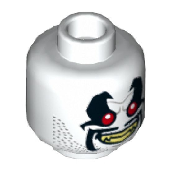Minifigure, Head Dual Sided Alien with Red Eyes, Black Eyemarks, Moustache and Stubble, Open Grin / Confused Pattern - Hollow Stud