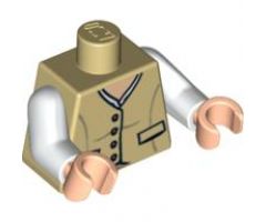 Torso Indiana Jones 4 Buttons and 2 Pockets Pattern / White Arms / Light Nougat Hands