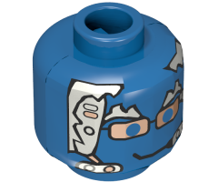 Minifigure, Head Alien with Silver Hair, Copper Glasses and Headset Pattern - Blocked Open Stud