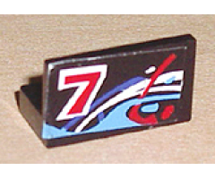 Panel 1 x 2 x 1 with Number 7 on Left and Blue, White and Red Swirls Pattern (Sticker) - Set 8223