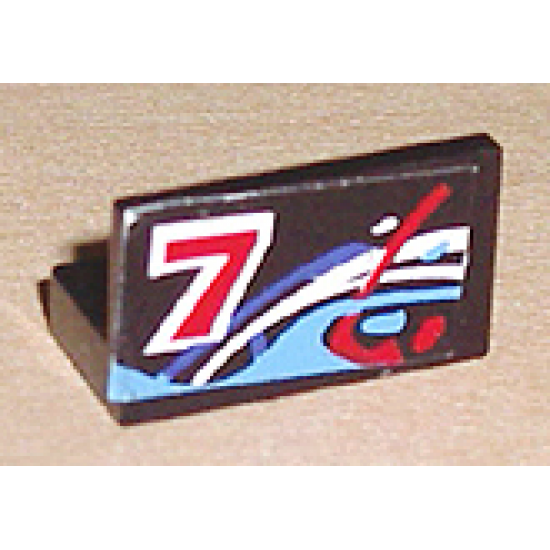 Panel 1 x 2 x 1 with Number 7 on Left and Blue, White and Red Swirls Pattern (Sticker) - Set 8223