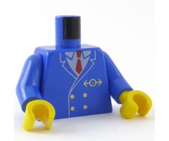 Torso Train Suit, Red Tie, Gold Buttons and Logo Pattern / Blue Arms / Yellow Hands