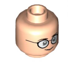 Minifigure, Head Dual Sided Glasses, White Pupils, Smile / Scared with Teeth Pattern (Egon Spengler) - Hollow Stud