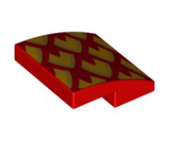 Slope, Curved 2 x 2 with Metallic Gold and Orange Dragon Scales, Pointed Left Pattern