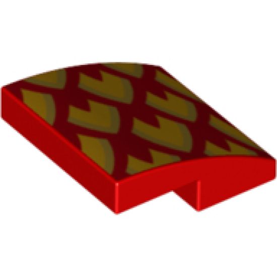 Slope, Curved 2 x 2 with Metallic Gold and Orange Dragon Scales, Pointed Left Pattern