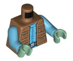 Torso SW Vest with Pockets and Medium Blue Creased Shirt with Gray Belt Pattern (Greedo) / Medium Azure Arms / Sand Green Hands