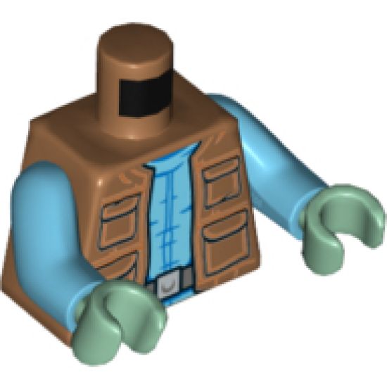 Torso SW Vest with Pockets and Medium Blue Creased Shirt with Gray Belt Pattern (Greedo) / Medium Azure Arms / Sand Green Hands