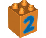 Duplo, Brick 2 x 2 x 2 with Number 2 Blue Pattern