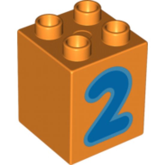 Duplo, Brick 2 x 2 x 2 with Number 2 Blue Pattern