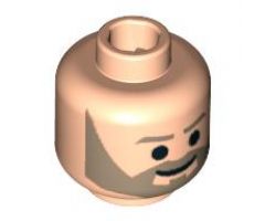 Minifigure, Head Beard with Dark Tan Trim Beard (angular below mouth) and Eyebrows, Black Eyes and Smile Pattern (Crix Madine) - Blocked Open Stud