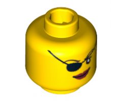 Minifigure, Head Female with Eyepatch and Large Red Lips Pattern - Blocked Open Stud