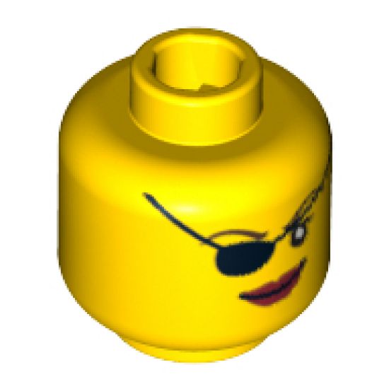 Minifigure, Head Female with Eyepatch and Large Red Lips Pattern - Blocked Open Stud