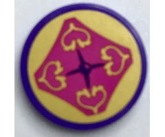 Tile, Round 2 x 2 with Bottom Stud Holder with Hearts Seat Cushion Pattern (Sticker) - Set 40307