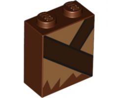 Brick 1 x 2 x 2 with Inside Stud Holder with Medium Nougat Fur and Dark Brown Strap Pattern