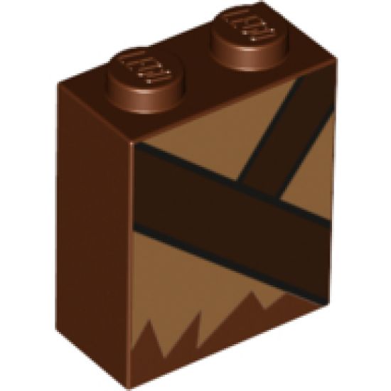 Brick 1 x 2 x 2 with Inside Stud Holder with Medium Nougat Fur and Dark Brown Strap Pattern