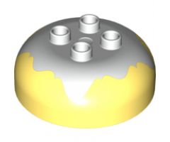 Duplo, Brick Round 4 x 4 Dome Top with 2 x 2 Studs and Marbled White Pattern