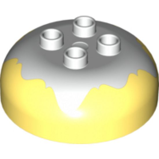 Duplo, Brick Round 4 x 4 Dome Top with 2 x 2 Studs and Marbled White Pattern