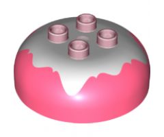 Duplo, Brick Round 4 x 4 Dome Top with 2 x 2 Studs and Marbled White Pattern