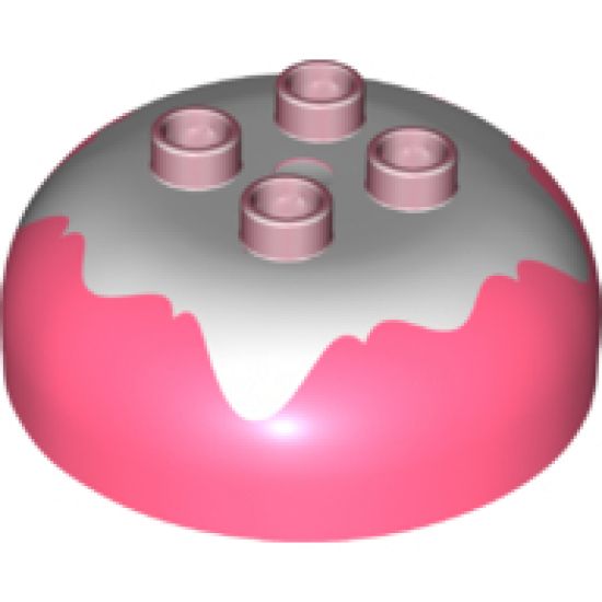 Duplo, Brick Round 4 x 4 Dome Top with 2 x 2 Studs and Marbled White Pattern