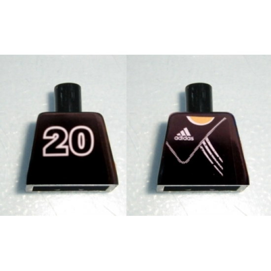 Torso Soccer Adidas Logo Black No. 20 Pattern (Stickers)