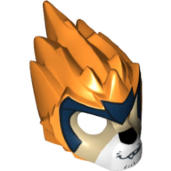 Minifigure, Headgear Mask Lion with Tan Face, Crooked Smile and Dark Blue Headpiece Pattern