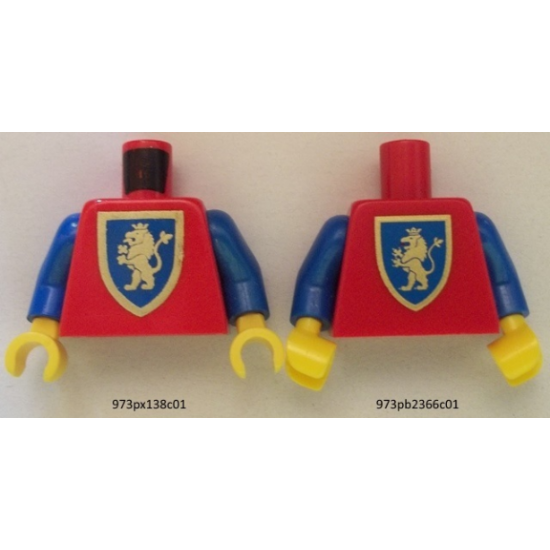 Torso Castle Crusaders Gold Lion Shield Pattern (Reissue) / Blue Arms / Yellow Hands