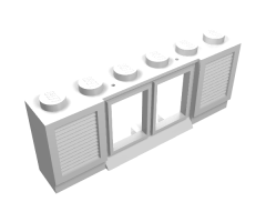 Window 1 x 6 x 2 with Shutters with Extended Lip and Solid Studs, with Fixed Glass