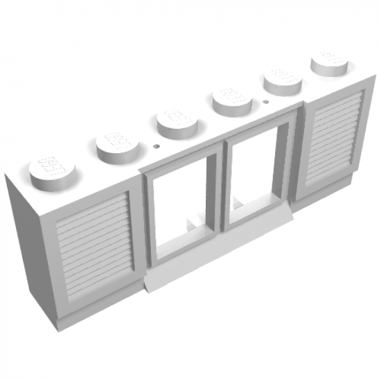 Window 1 x 6 x 2 with Shutters with Extended Lip and Solid Studs, with Fixed Glass