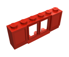 Window 1 x 6 x 2 with Shutters with Extended Lip and Solid Studs, with Fixed Glass