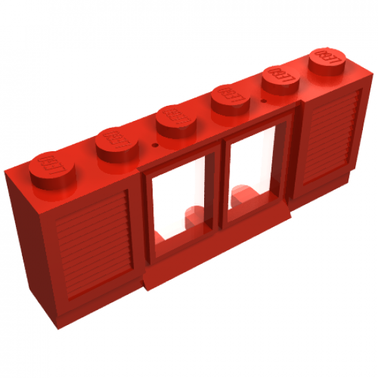 Window 1 x 6 x 2 with Shutters with Extended Lip and Solid Studs, with Fixed Glass
