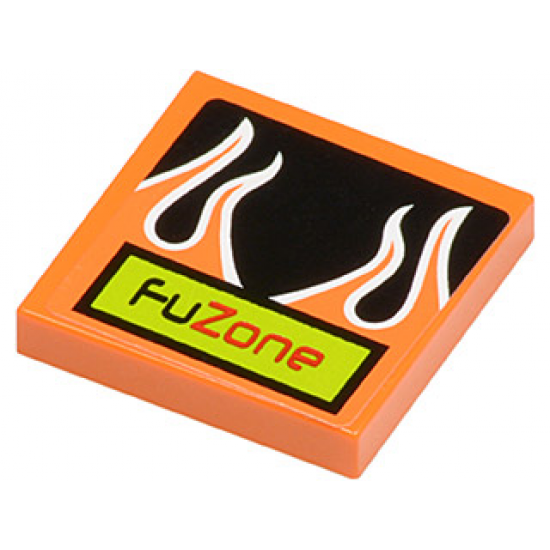 Tile 2 x 2 with 'FUZONE' and Orange Flames on Black Background Pattern (Sticker) - Set 8125