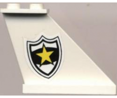 Tail 4 x 1 x 3 with Black and White Police Badge with Yellow Star Pattern on Right Side (Sticker) - Set 4012