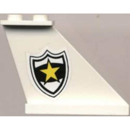 Tail 4 x 1 x 3 with Black and White Police Badge with Yellow Star Pattern on Right Side (Sticker) - Set 4012
