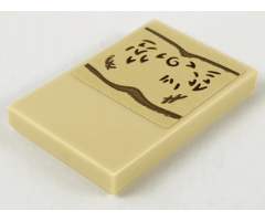Tile 2 x 3 with Dark Brown Muscle Lines and Chest Hair Pattern (Sticker) - Set 75967