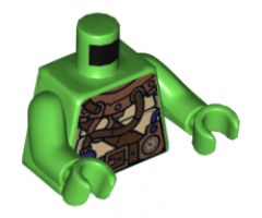 Torso Turtle Shell with Gauge and Purple Diving Bottles Pattern / Bright Green Arms / Bright Green Hands