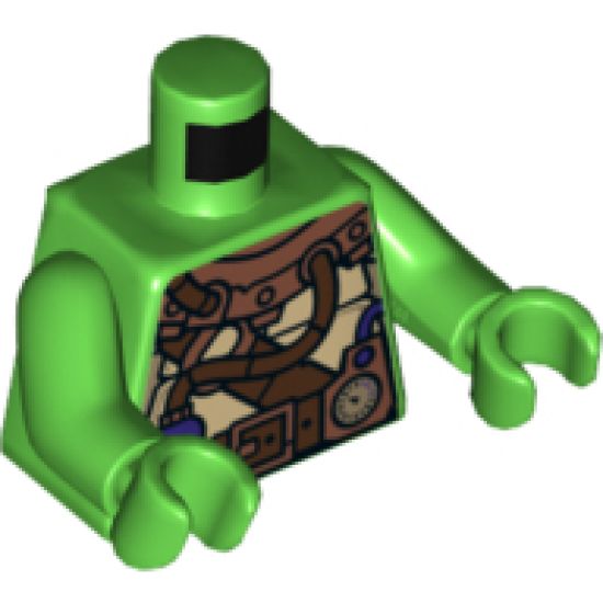 Torso Turtle Shell with Gauge and Purple Diving Bottles Pattern / Bright Green Arms / Bright Green Hands