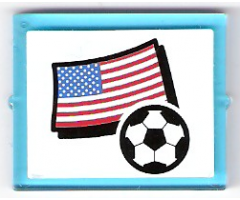 Glass for Window 1 x 4 x 3 with Flag of USA and Soccer Ball on White Background Pattern (Sticker) - Set 3411